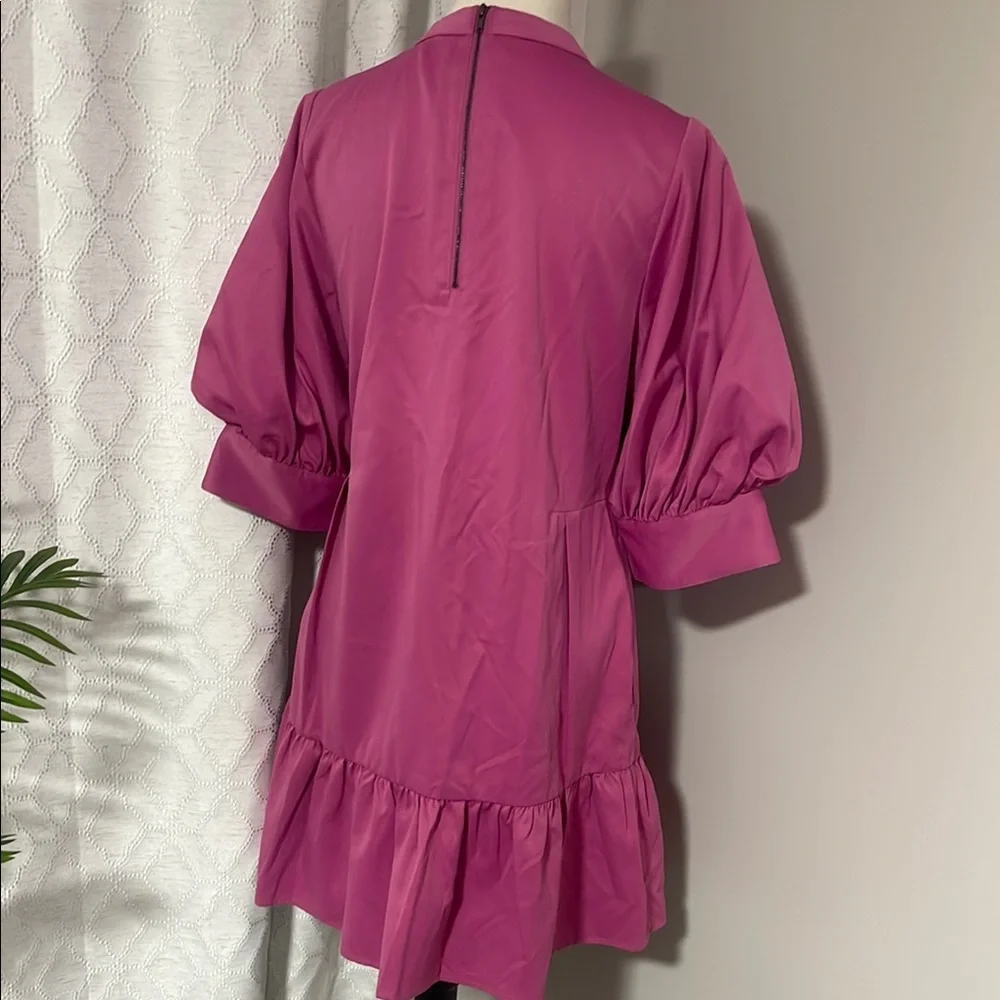 CROSBY by Mollie Burch Vibrant Pink Puff Sleeve Dress size M
